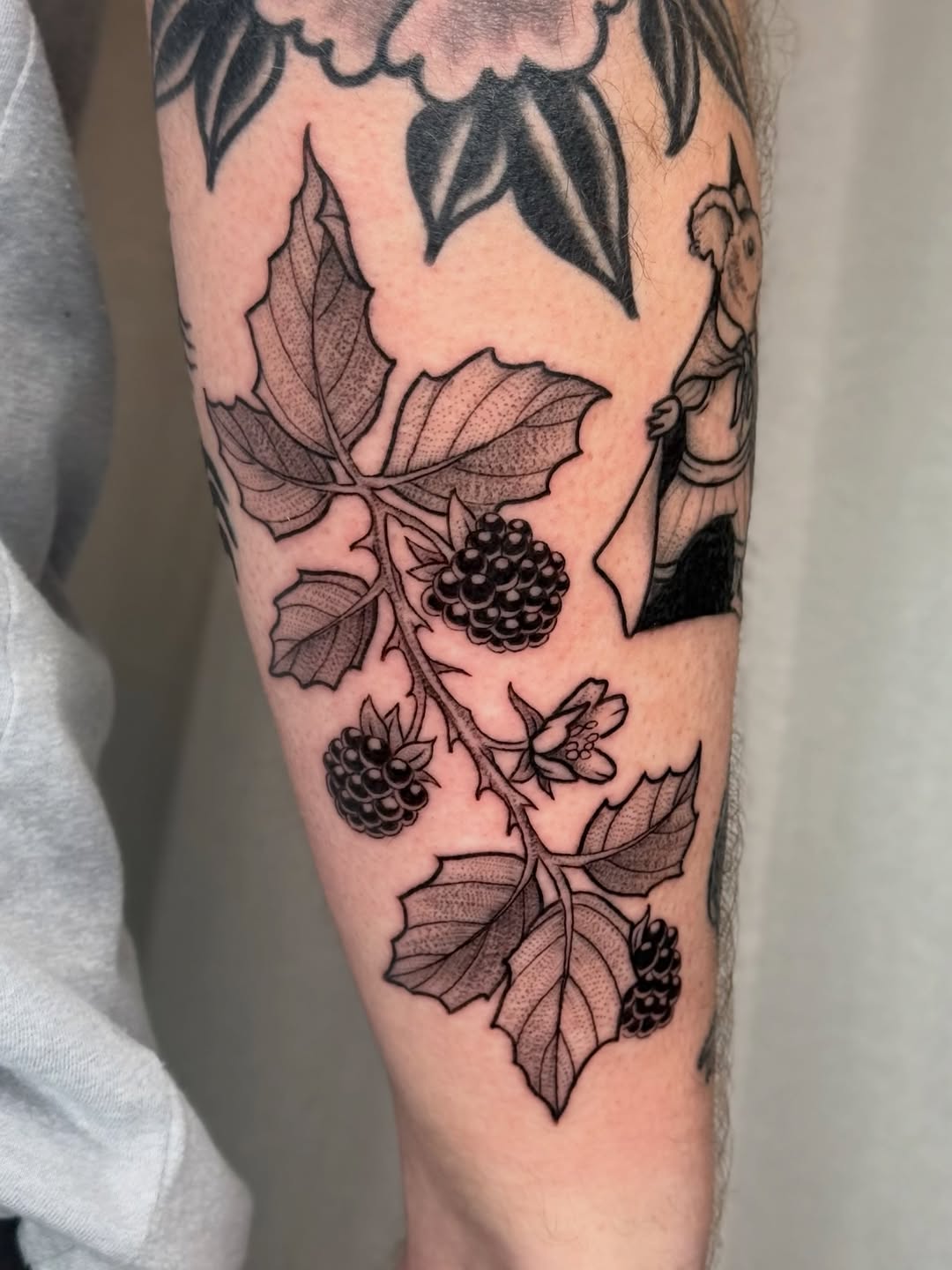 Tattoo by @flynncoooper — black_and_grey, dotwork