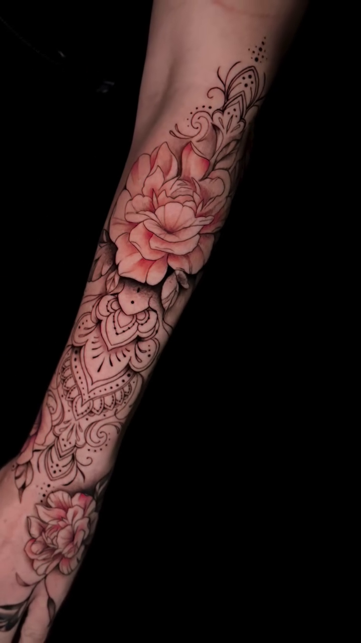 Tattoo by @venom.bodyart — illustrative, ornamental