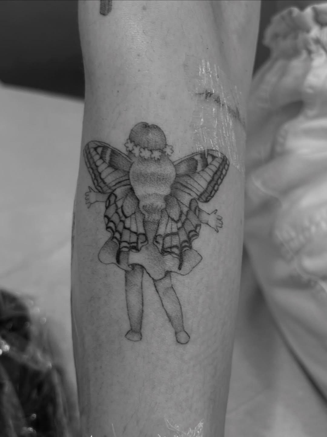 Tattoo by @oliviafoxtattoo — illustrative, black_and_grey