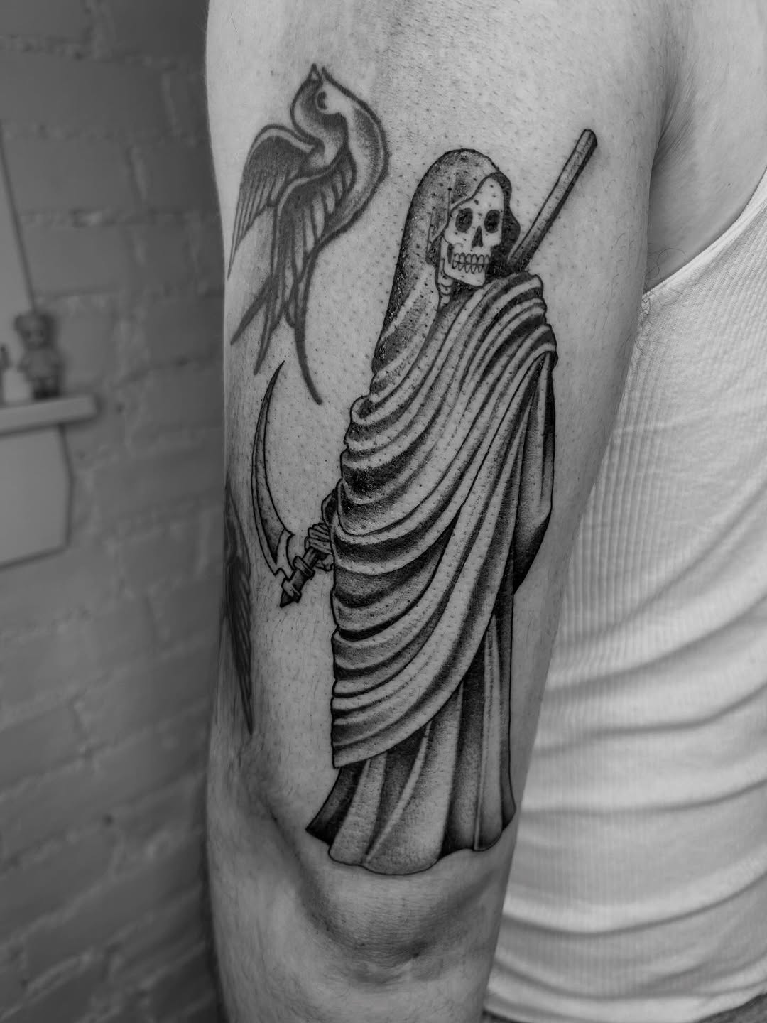 Tattoo by @oliviafoxtattoo — american_traditional, black_and_grey