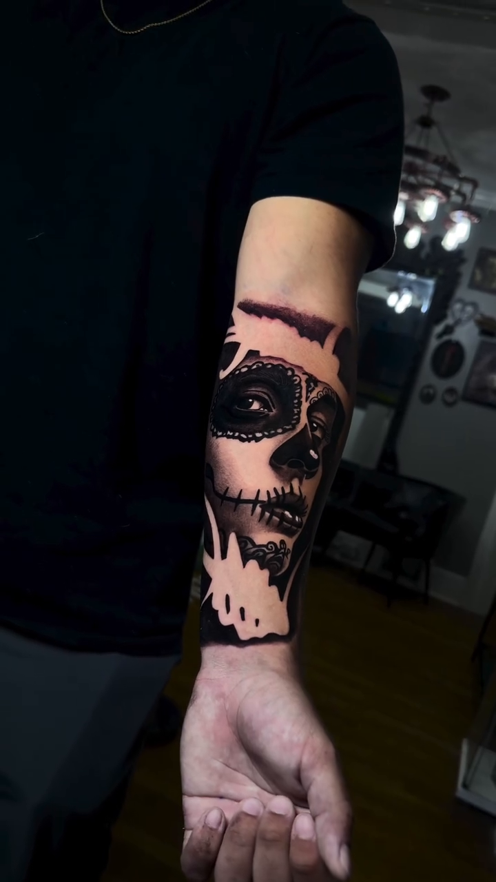 Tattoo by @calebcoleyy — black_and_grey, realism