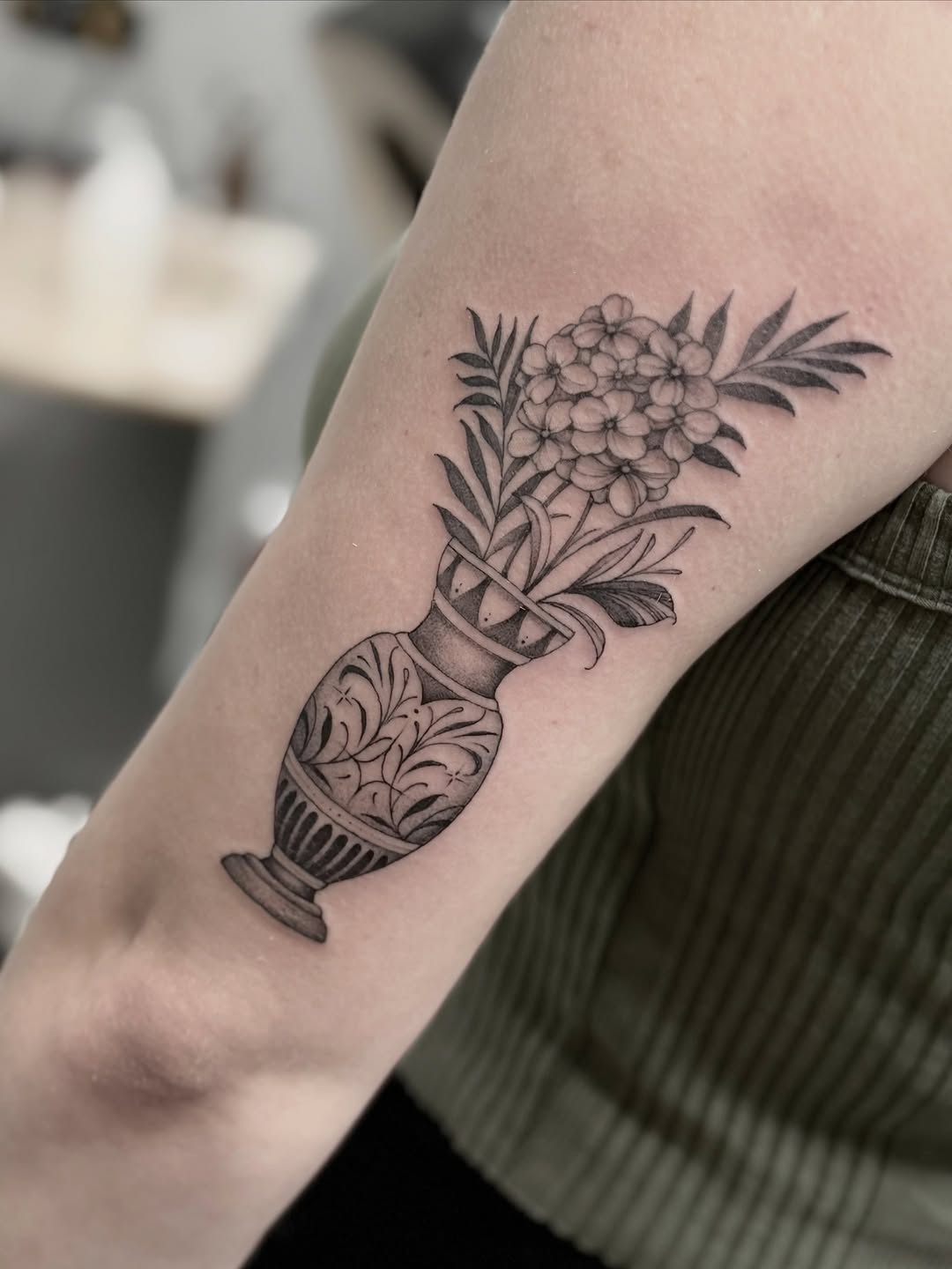 Tattoo by @chelseaspeirs_tattoo — black_and_grey, ornamental
