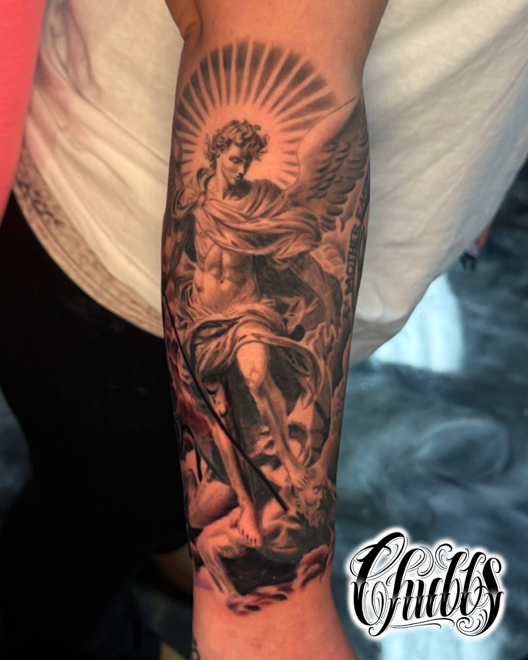 Tattoo by @tatsbychubbs — black_and_grey, realism