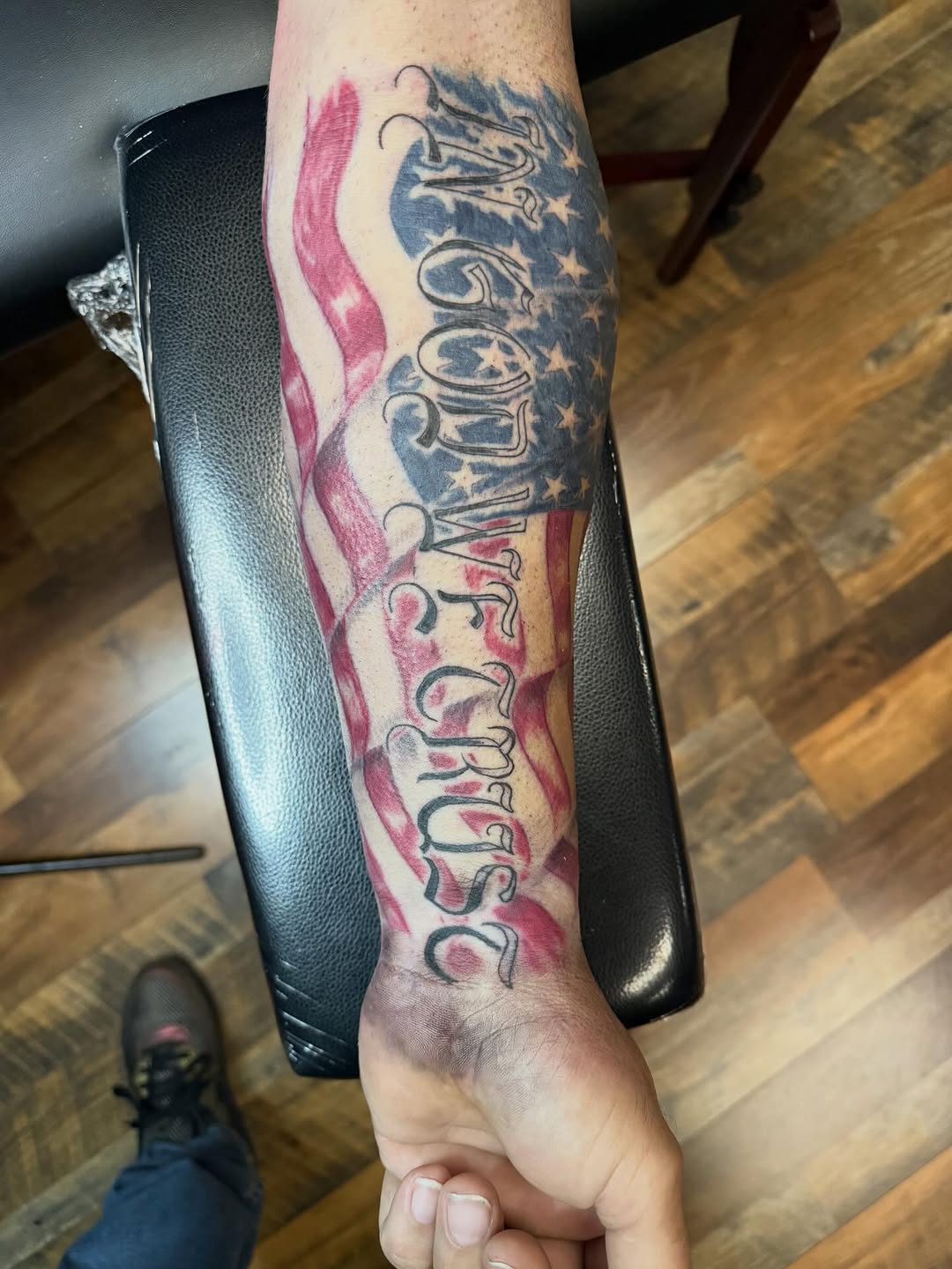 Tattoo by @tattoos_jefflively — lettering_script, black_and_grey