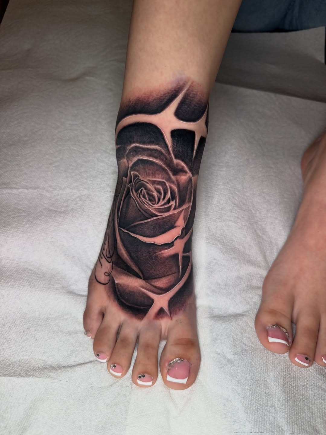 Tattoo by @freshink_tat2 — black_and_grey, realism
