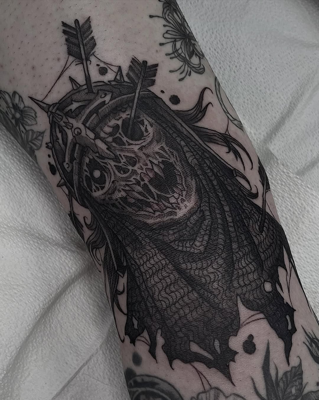 Tattoo by @katstattooth β black_and_grey, dark_realism