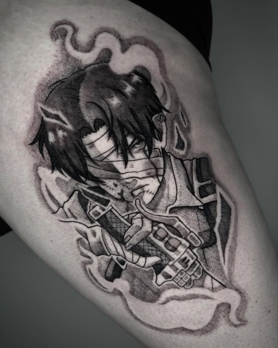 Tattoo by @katstattooth β anime, black_and_grey