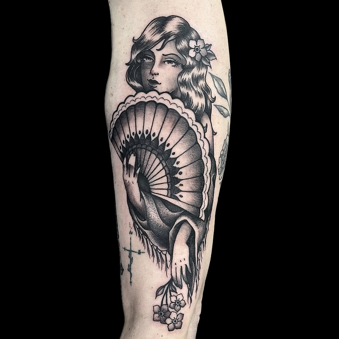 Tattoo by @shiver_beams — american_traditional, black_and_grey