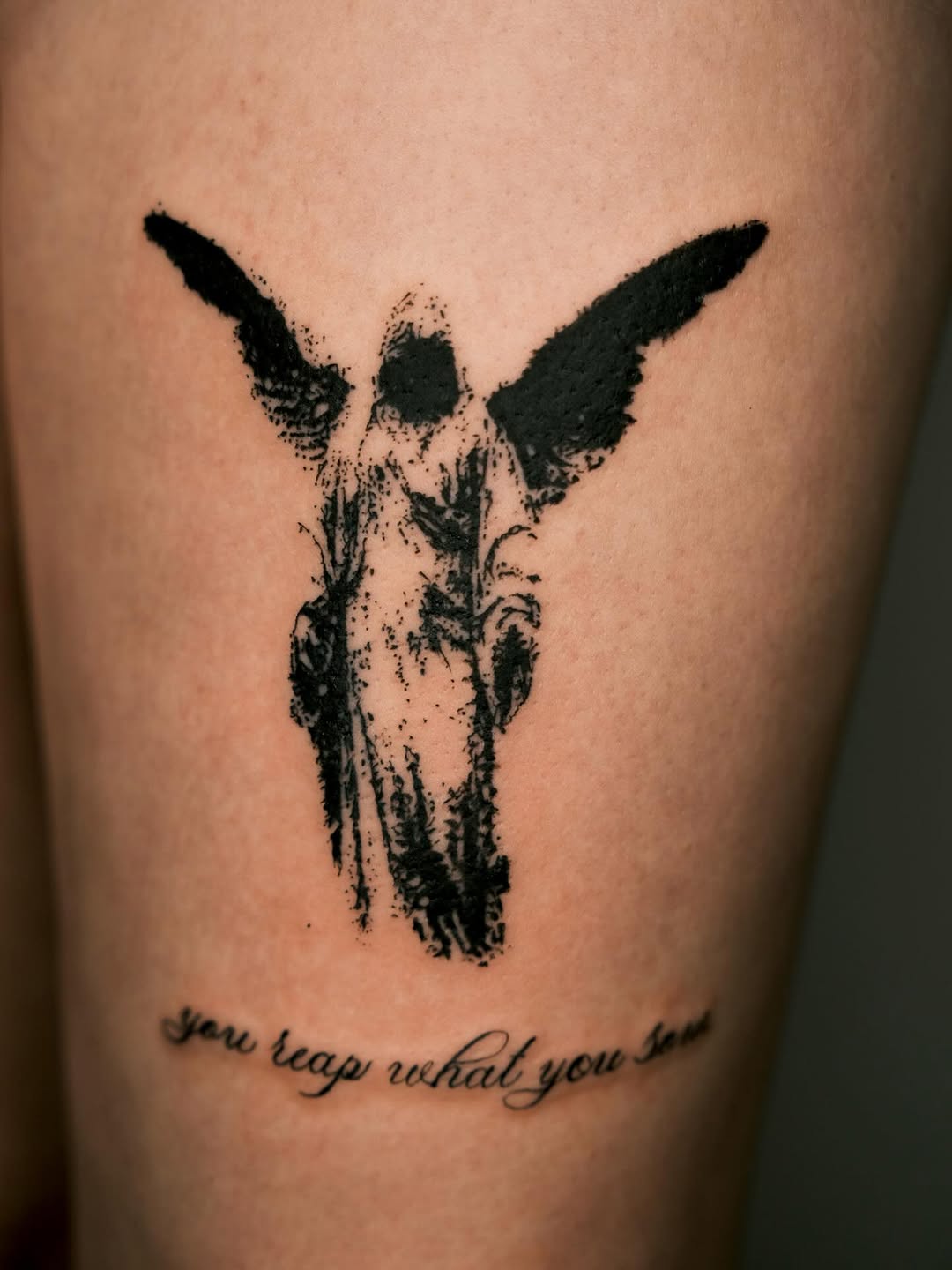 Tattoo by @oxurminexo โ black_and_grey, lettering_script