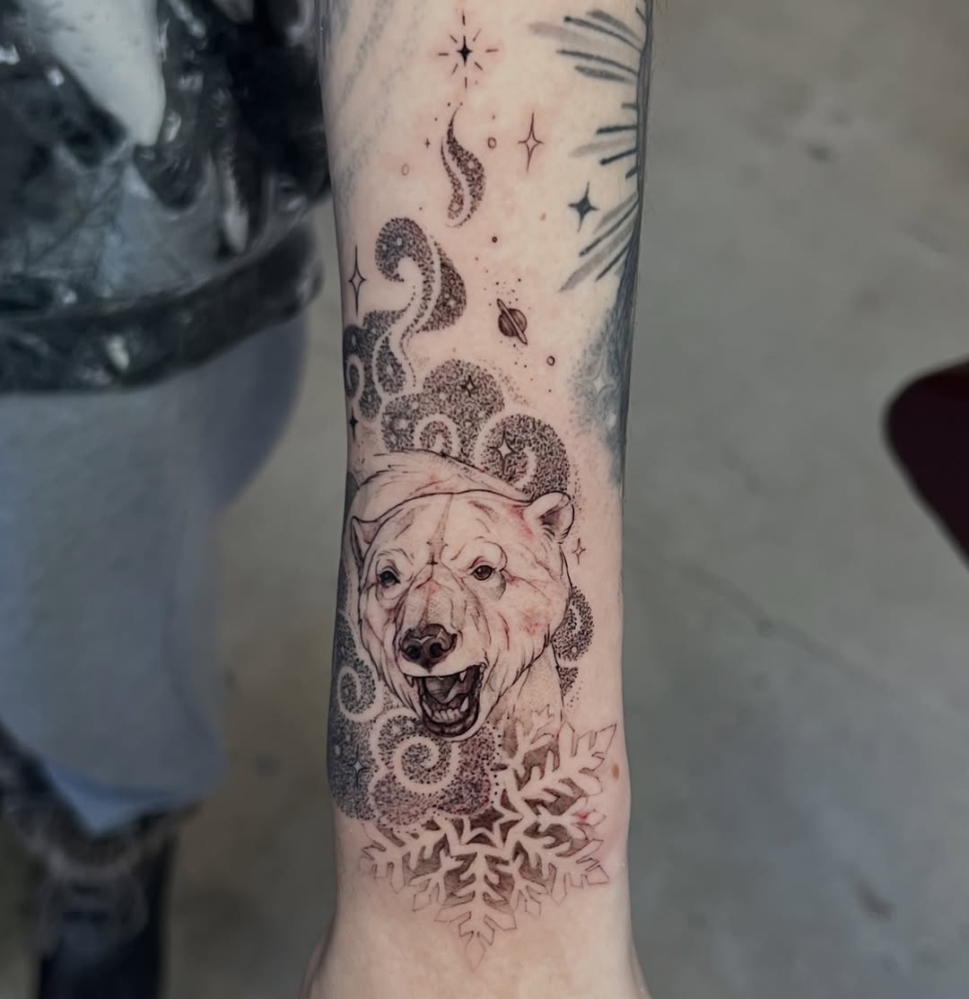 Tattoo by @libbytattoo — realism, dotwork