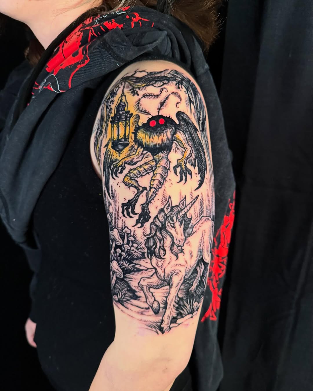 Tattoo by @birdofparadise_tat — illustrative, dark_realism