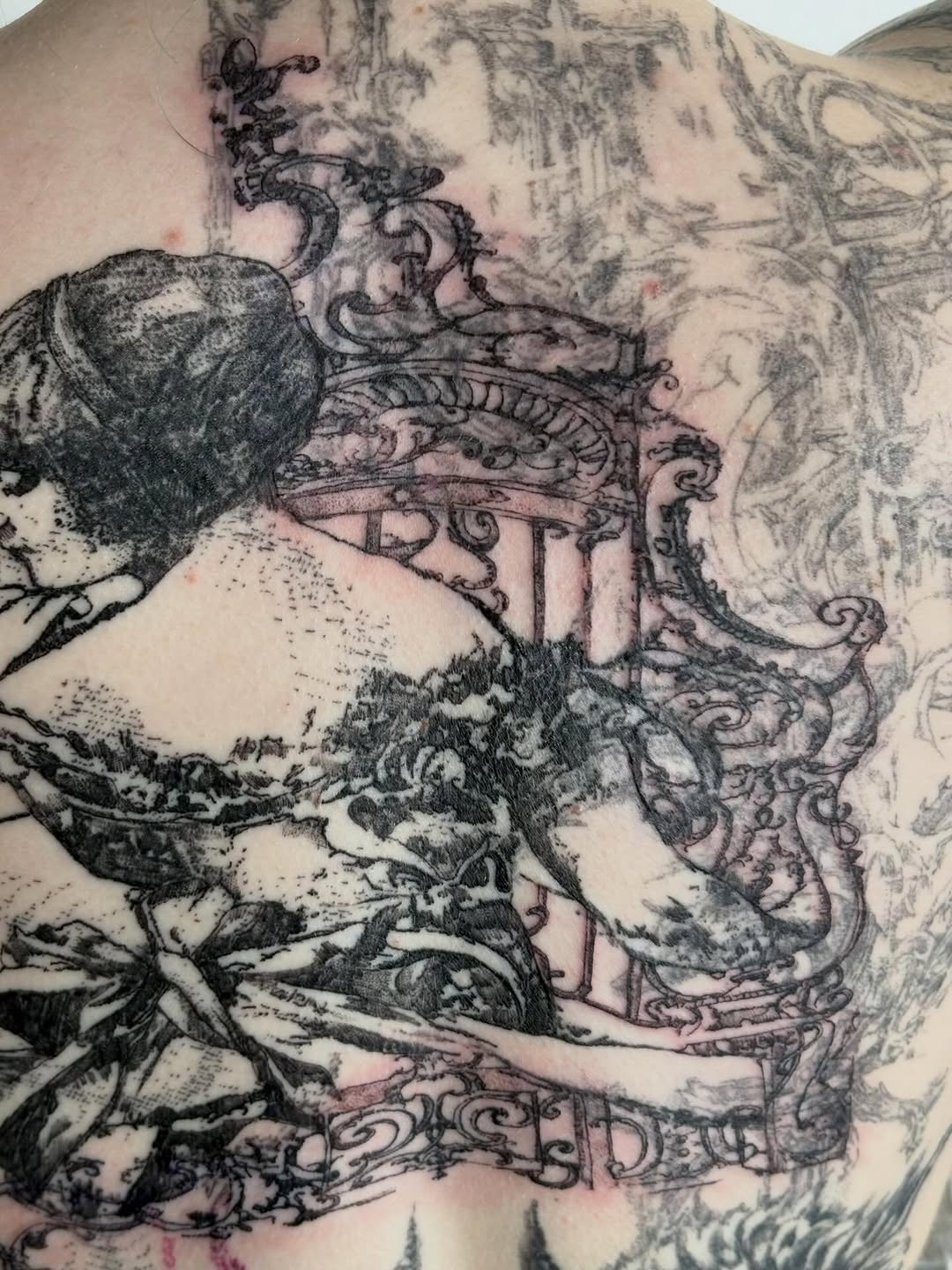 Tattoo by @spikecharms — blackwork, illustrative
