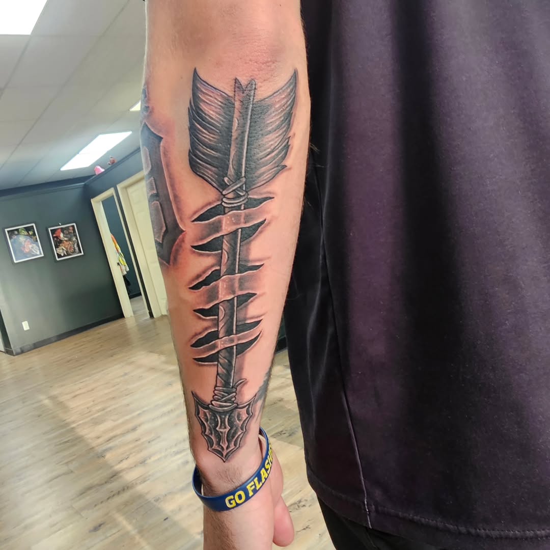 Tattoo by @indeedilly — black_and_grey, realism