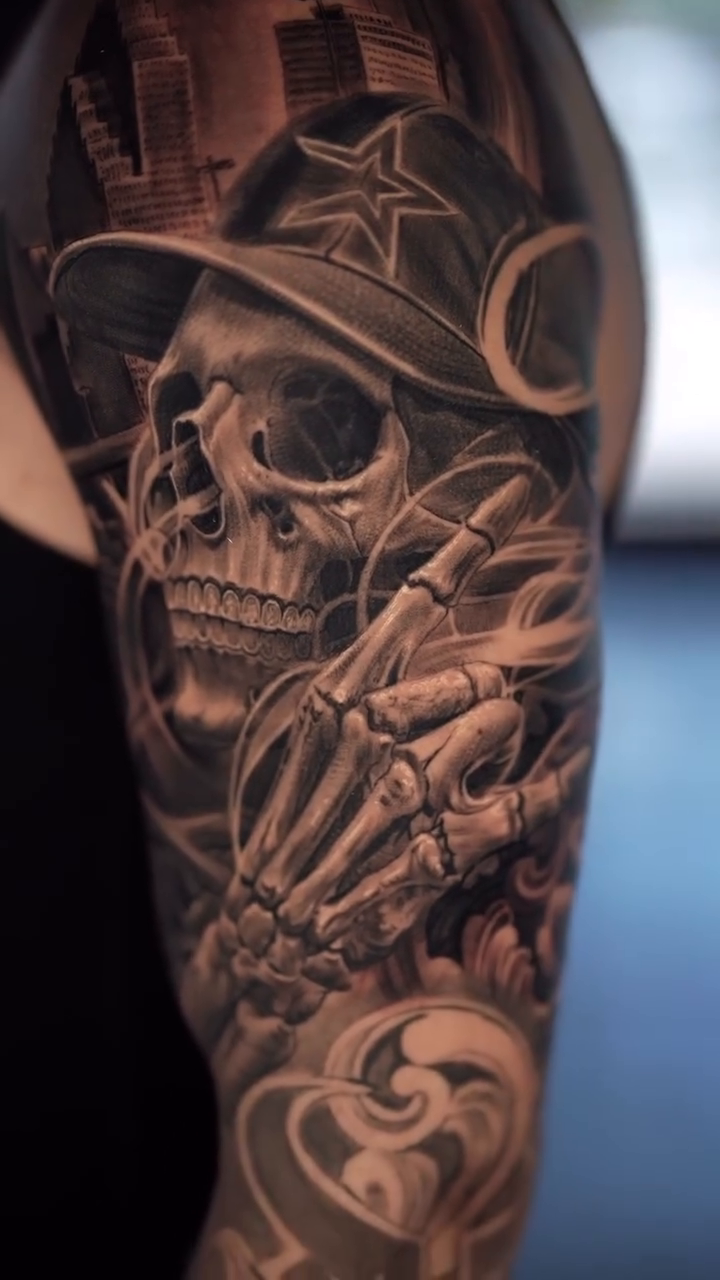 Tattoo by @tattoosbychino โ realism, black_and_grey
