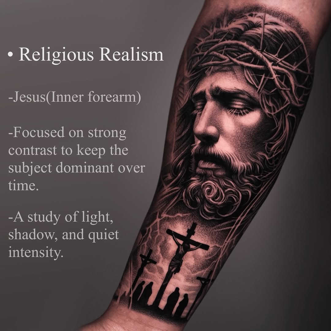 Tattoo by @tattooist_steven โ realism, black_and_grey