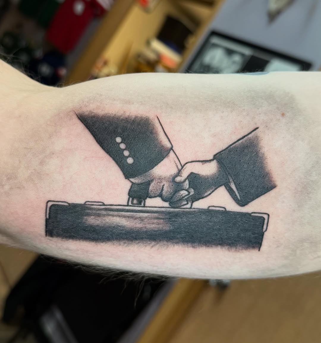 Tattoo by @hunterbeyertattoos — realism, black_and_grey