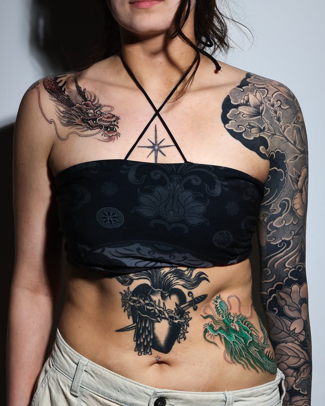 Tattoo by @swanissober — japanese_irezumi, black_and_grey