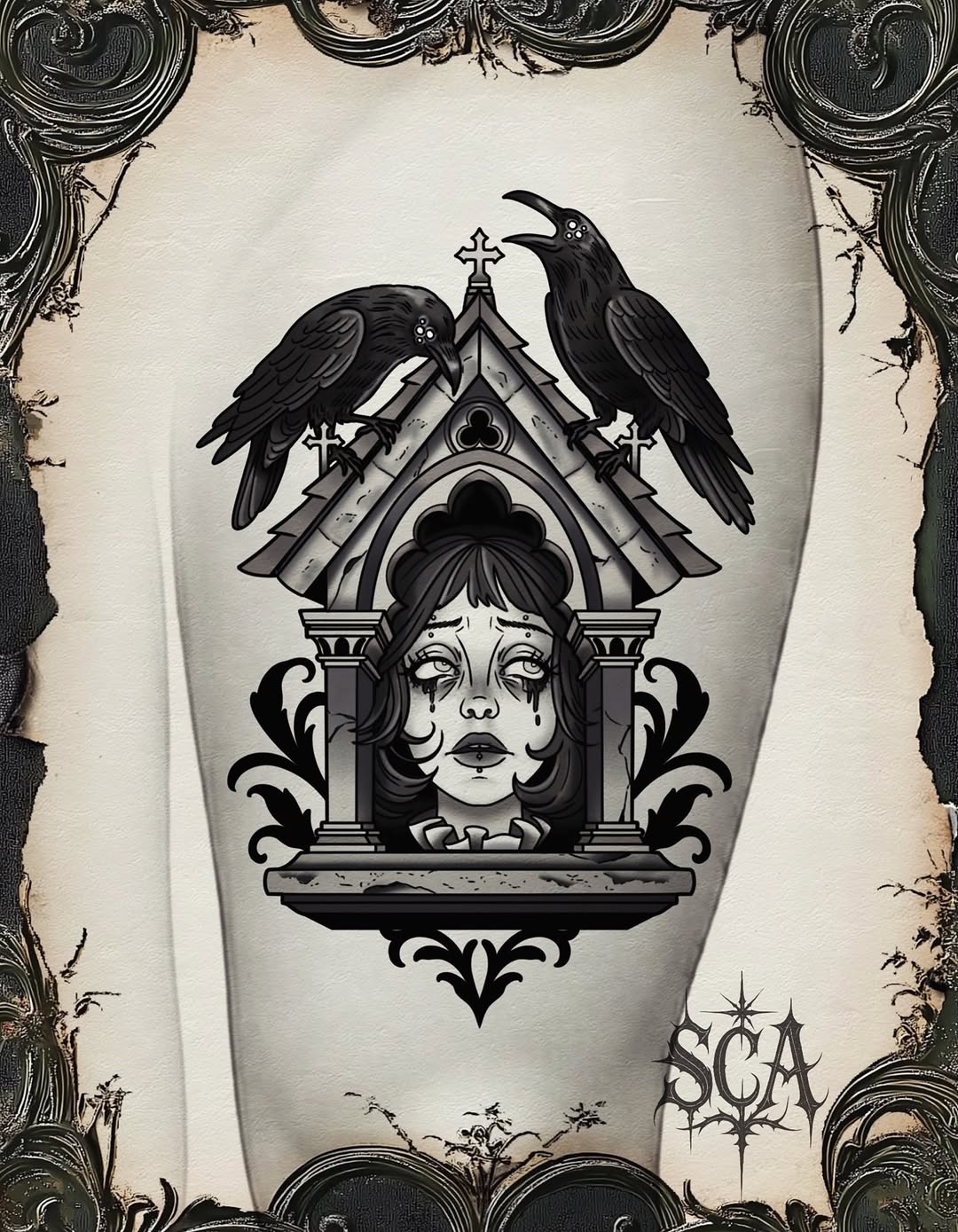 Tattoo by @spookycreature.art โ dark_realism, blackwork