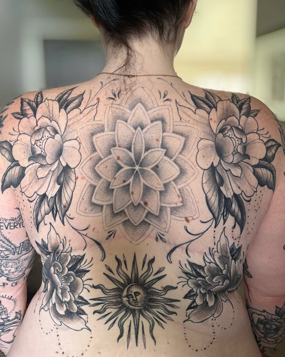 Tattoo by @rhiannontattoos — black_and_grey, dotwork