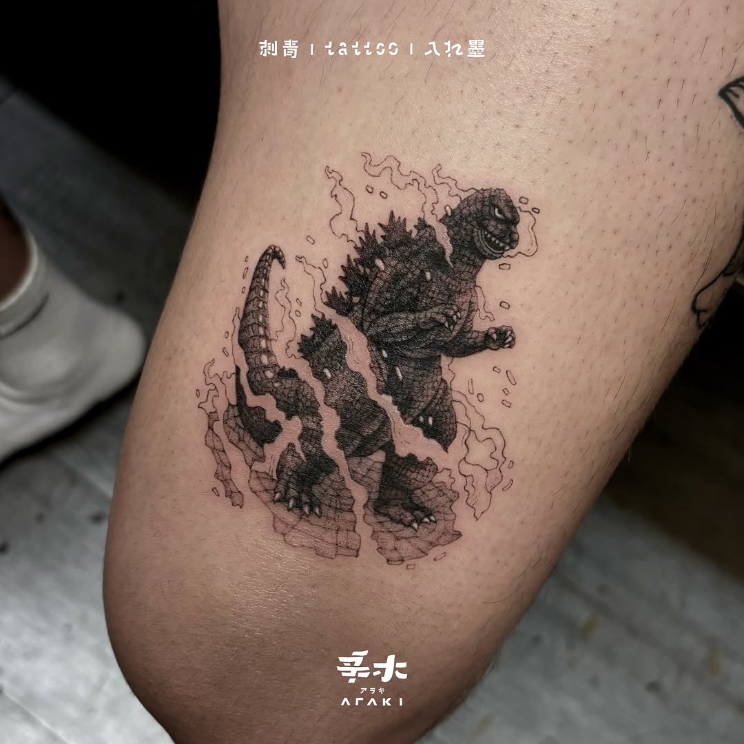 Tattoo by @araki_tattoo — realism, black_and_grey