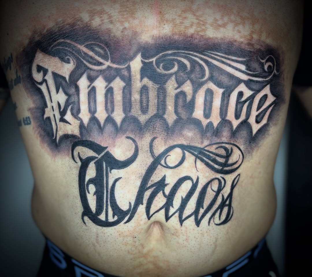 Tattoo by @zhentats2 β lettering_script, blackwork