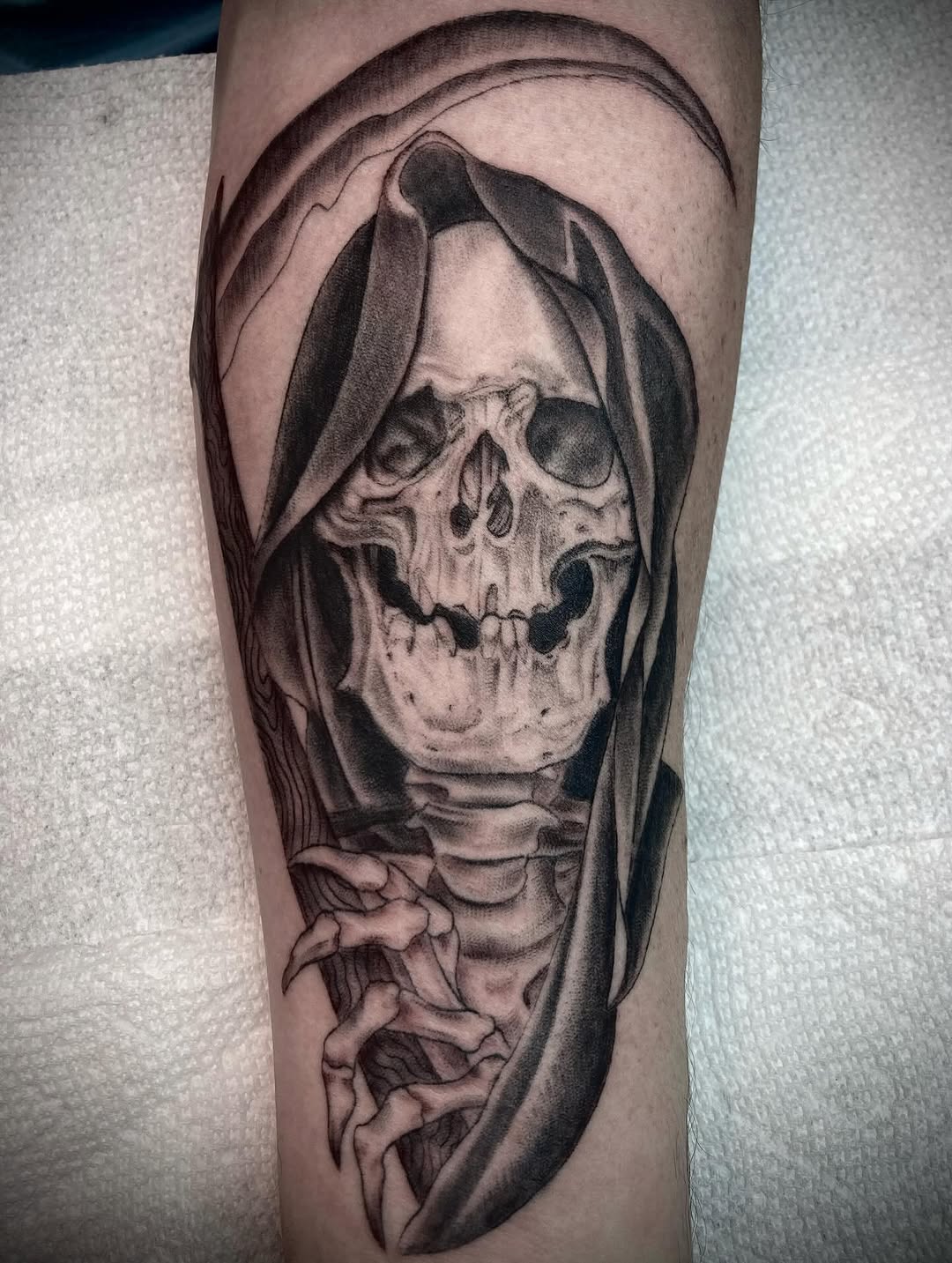 Tattoo by @sleptongroovestattoos — realism, black_and_grey
