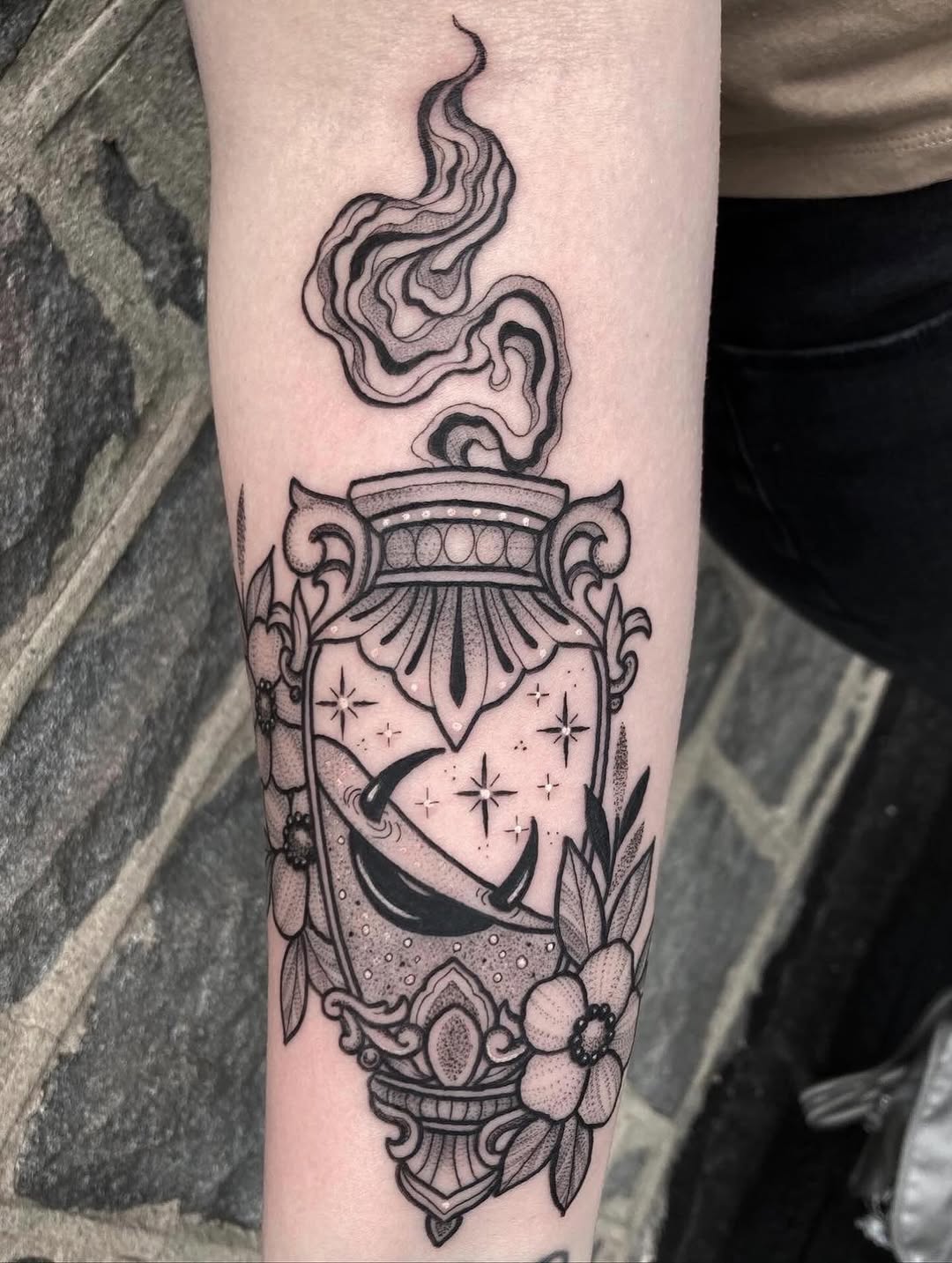 Tattoo by @sleptongroovestattoos — black_and_grey, ornamental