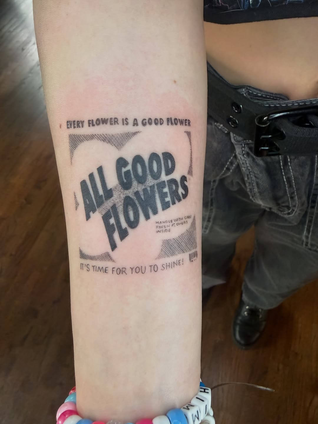 Tattoo by @honestbird — lettering_script, illustrative
