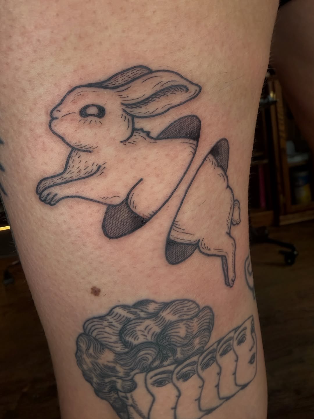 Tattoo by @honestbird — illustrative, black_and_grey