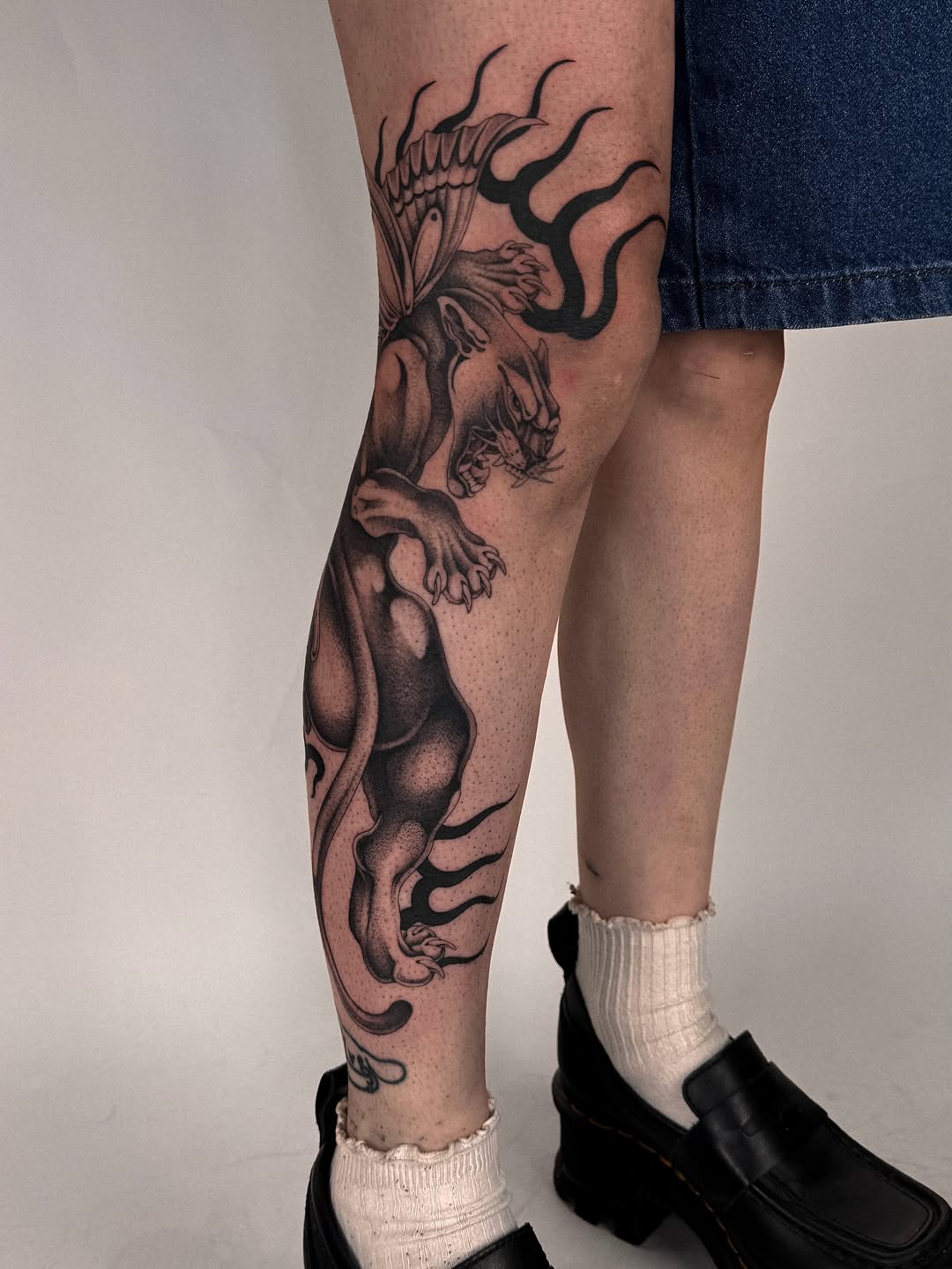 Tattoo by @ellafromhella — black_and_grey, dark_realism