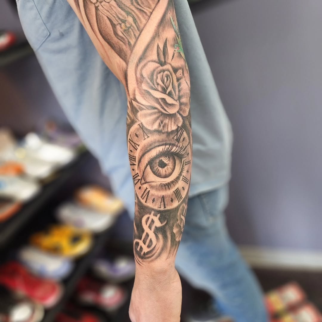 Tattoo by @tattoodennis76 — realism, black_and_grey