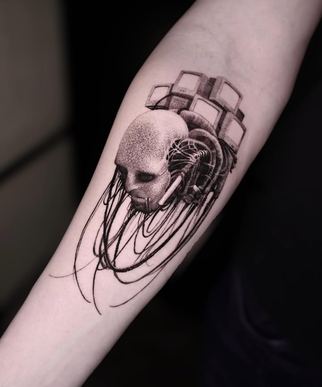 Tattoo by @horror_tattoo — blackwork, illustrative