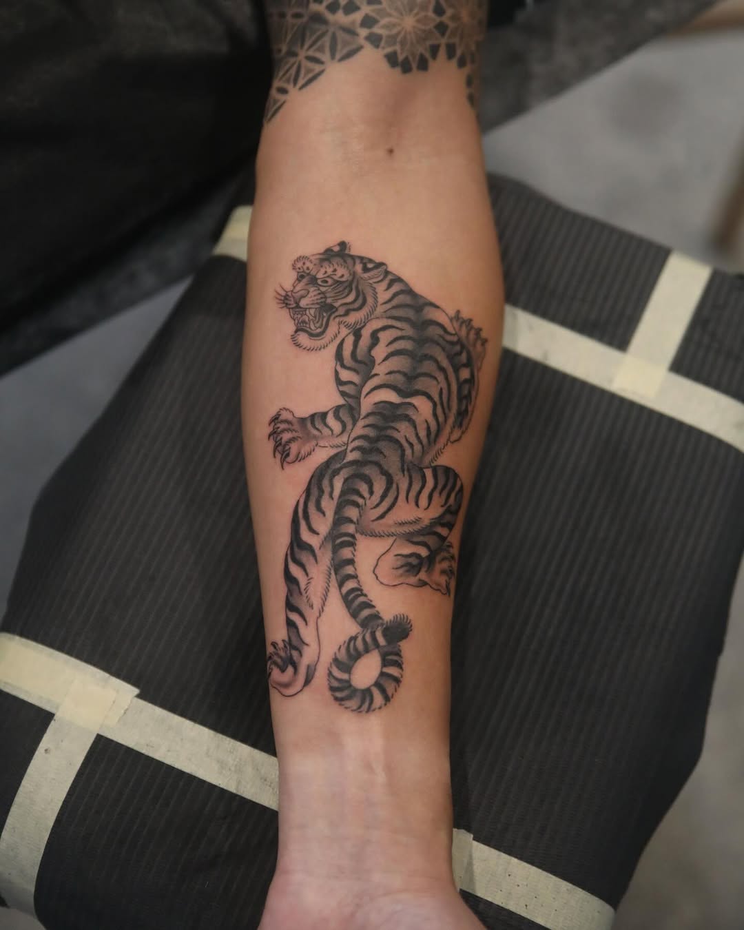 Tattoo by @hunter.schuon.tattoo — japanese_irezumi, black_and_grey
