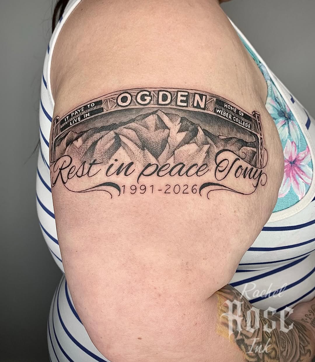 Tattoo by @rachelroseink β lettering_script, black_and_grey