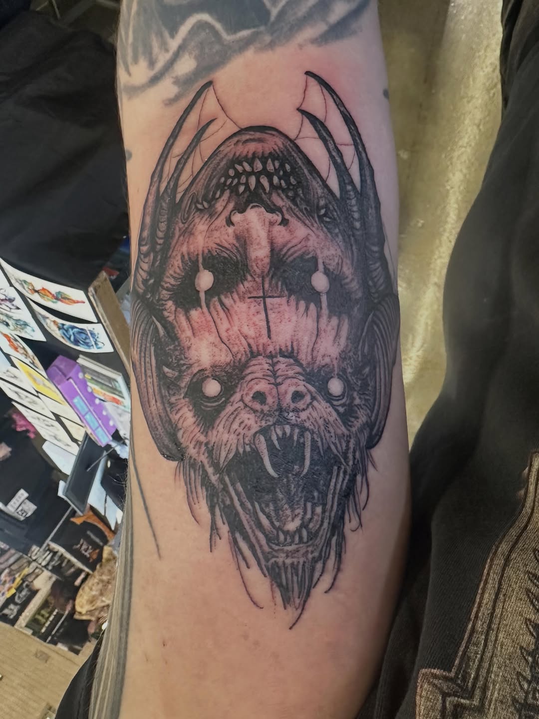 Tattoo by @lenca_art โ dark_realism, black_and_grey
