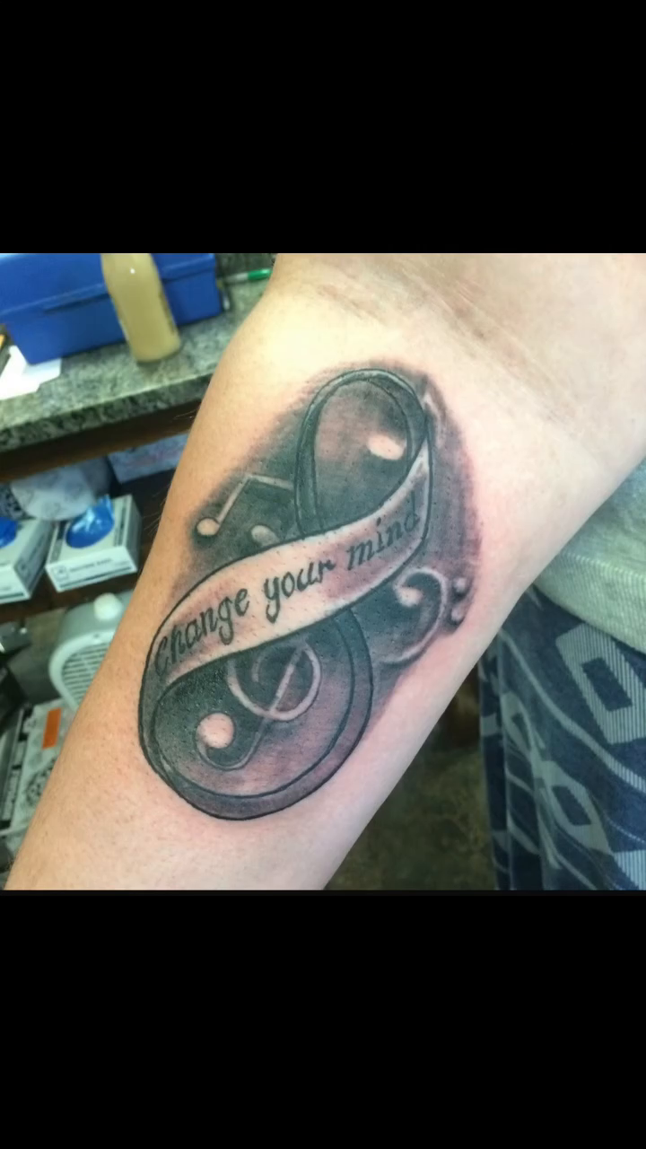 Tattoo by @karencaintattoos — black_and_grey, lettering_script