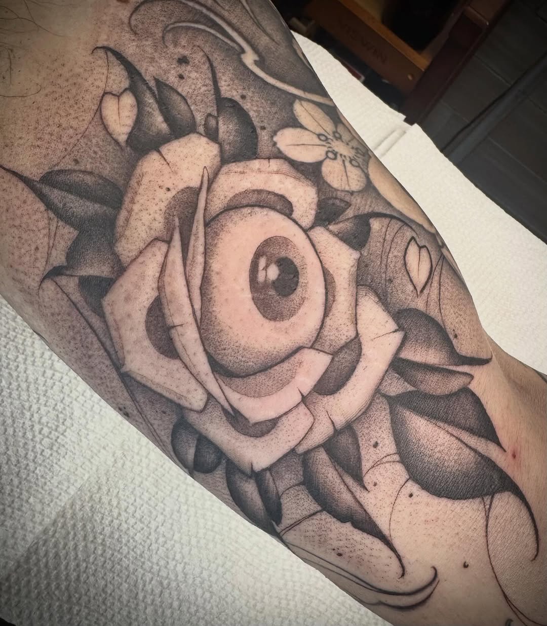 Tattoo by @tattoosbyskip — black_and_grey, dotwork