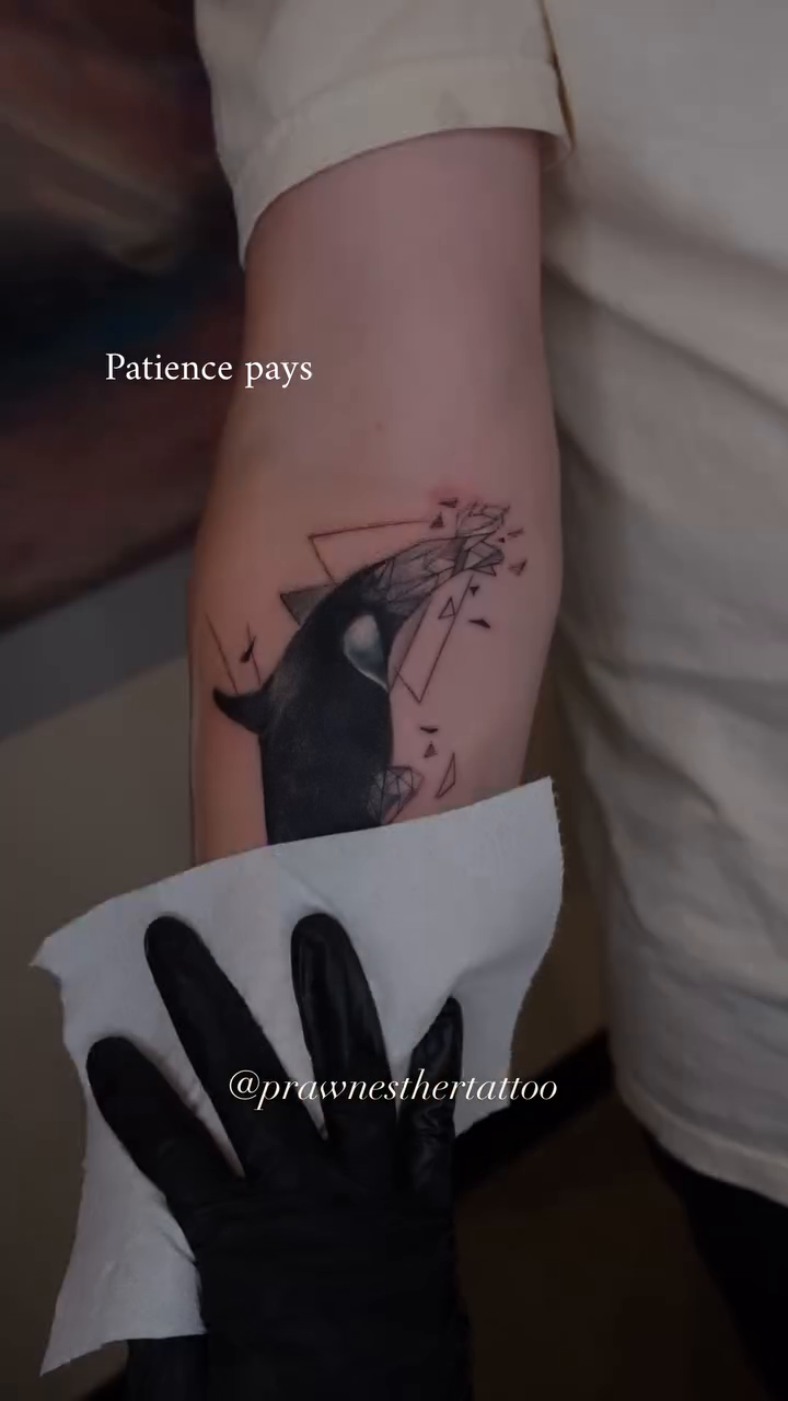Tattoo by @prawnesthertattoo — black_and_grey, realism
