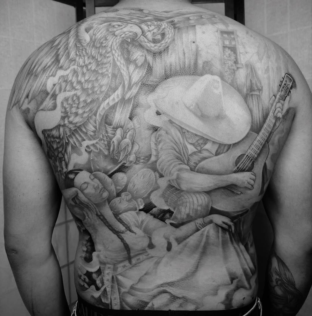 Tattoo by @que.sera8 β realism, black_and_grey