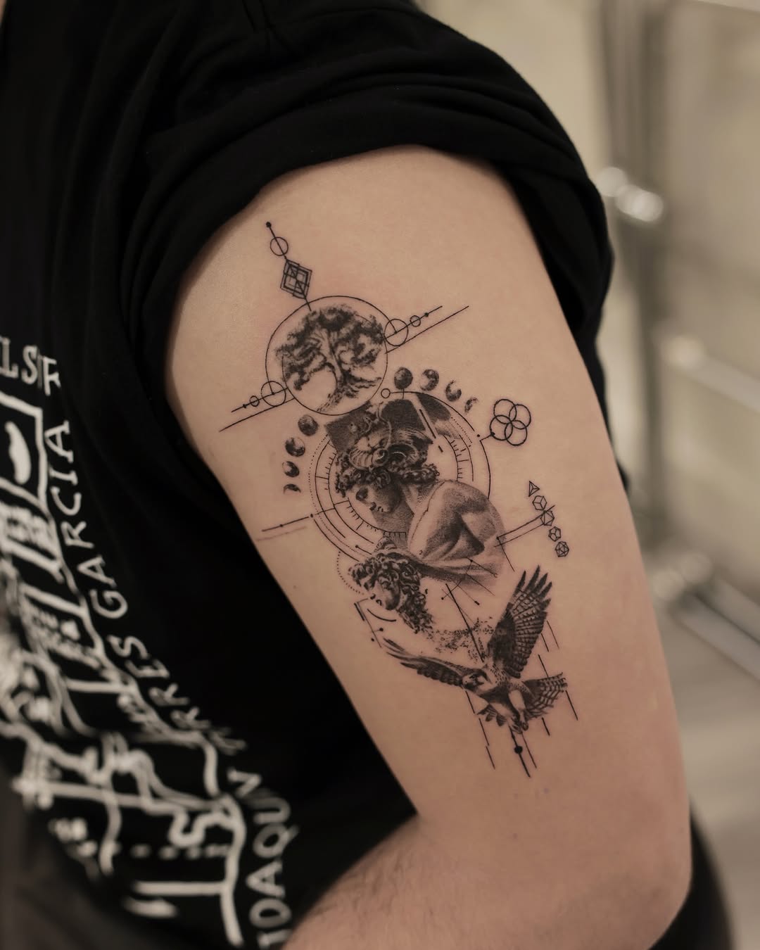 Tattoo by @iris.tatts — realism, geometric