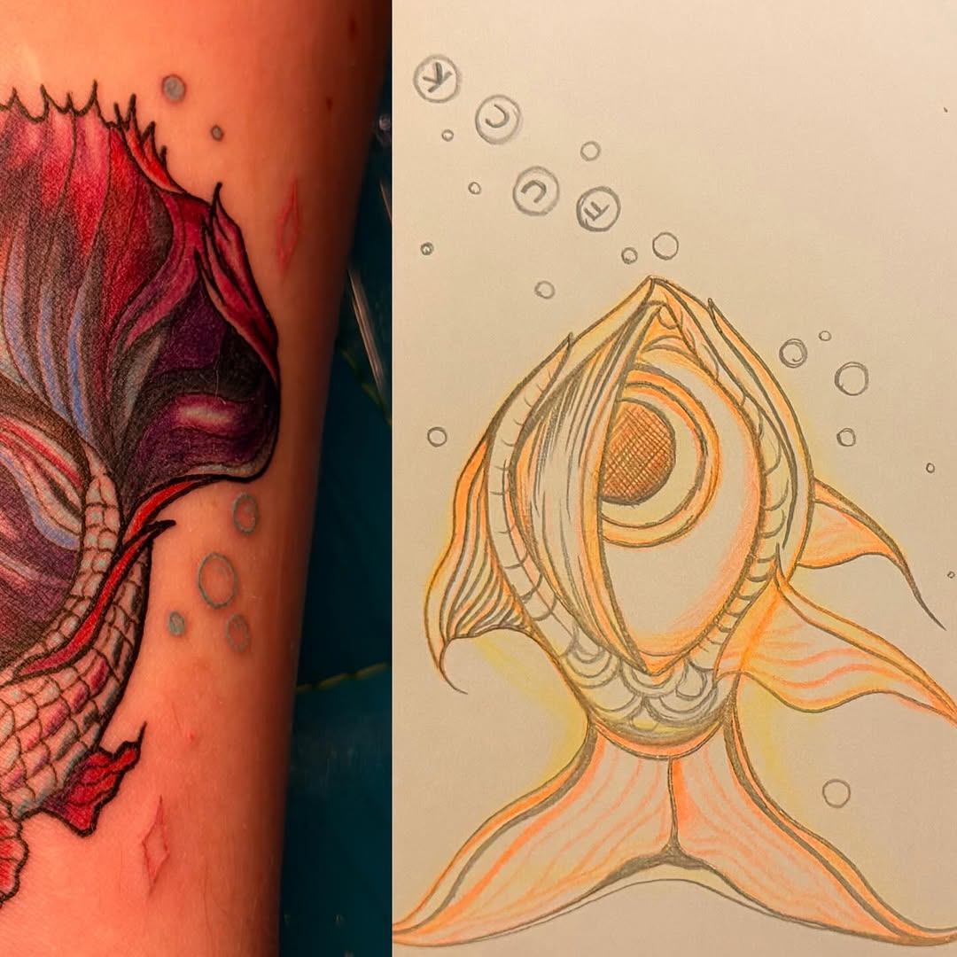 Tattoo by @piss.tats — illustrative, watercolor