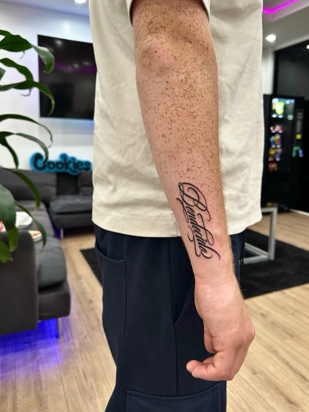 Tattoo by @inkedbydoll — lettering_script, fine_line