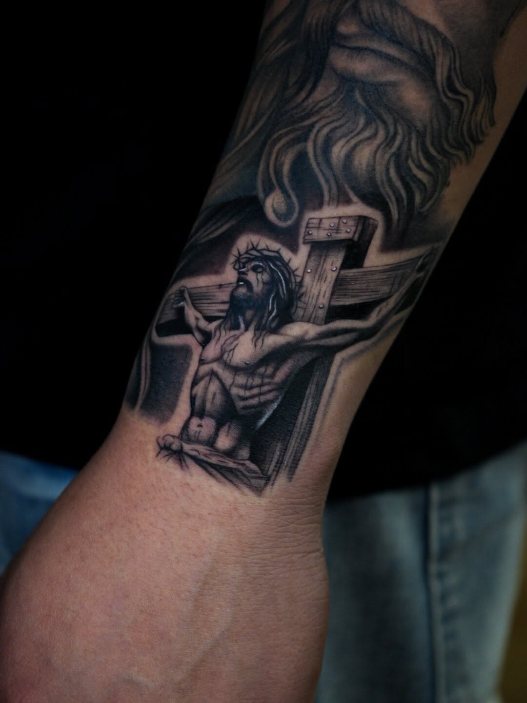 Tattoo by @tats.angel β realism, black_and_grey