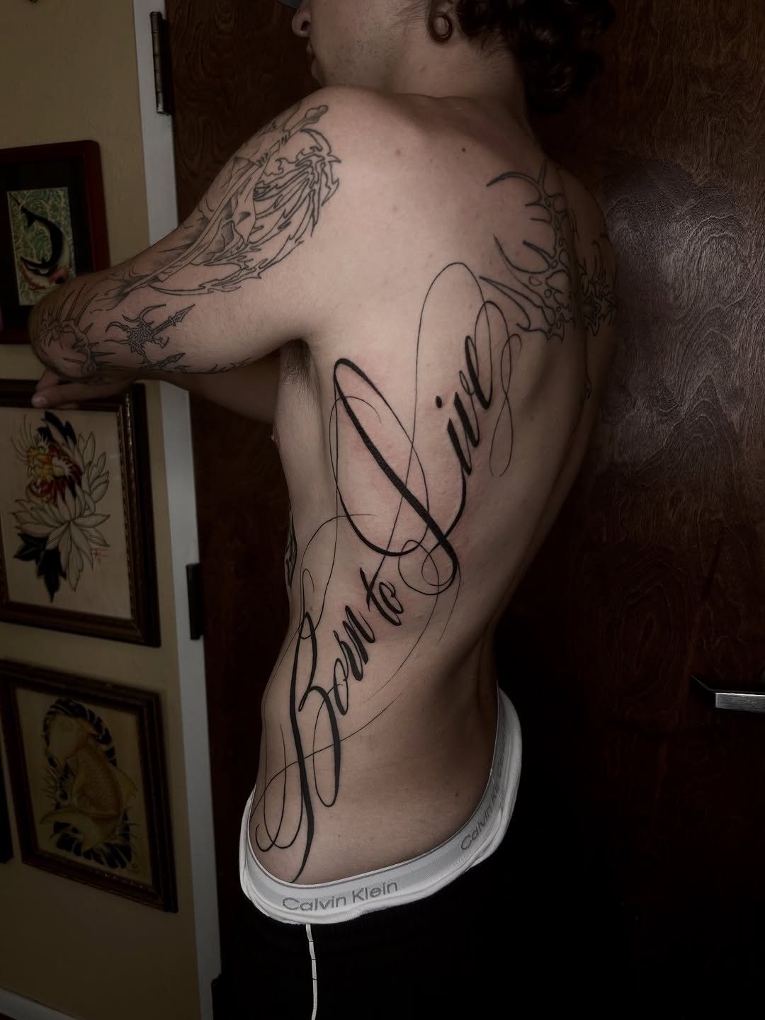 Tattoo by @savmaxtatz โ lettering_script, black_and_grey