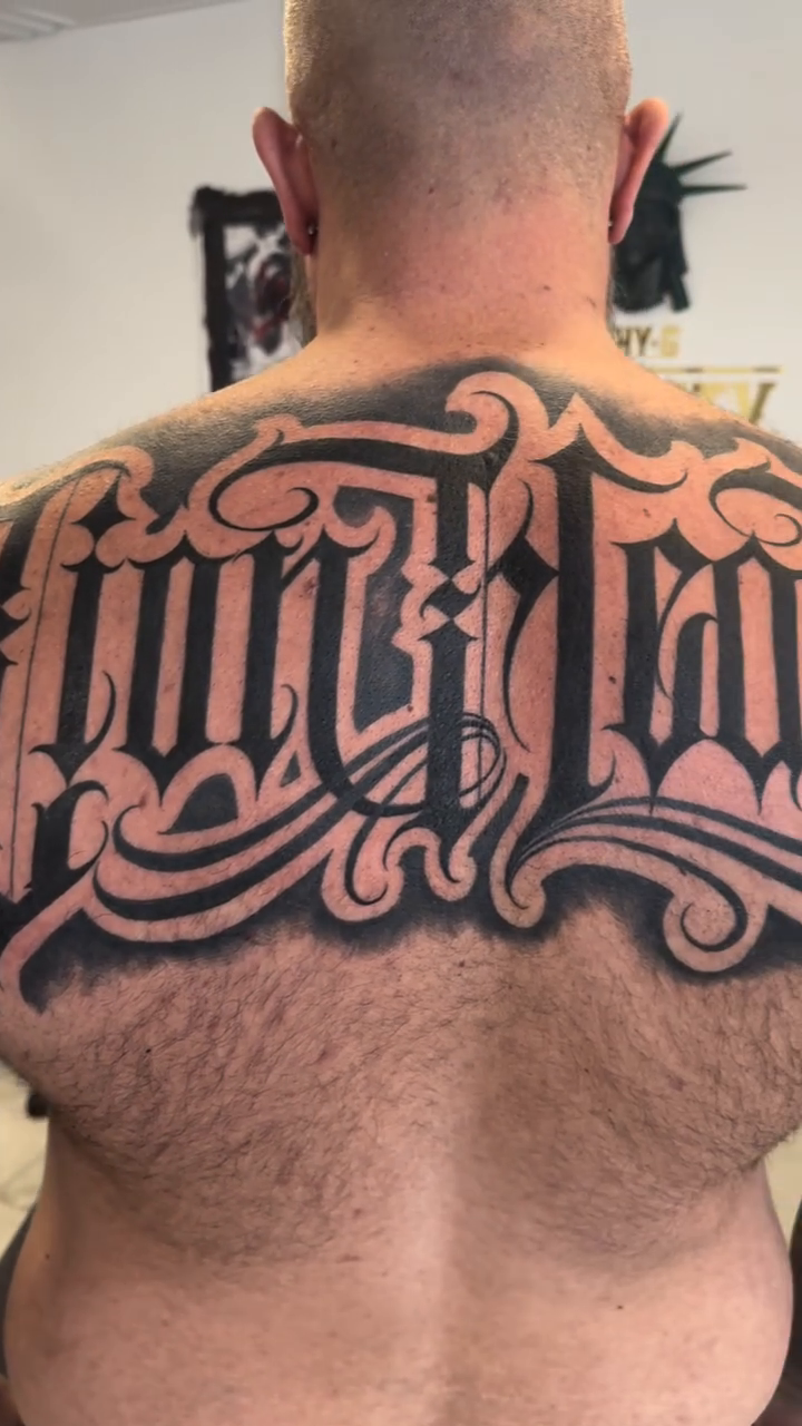 Tattoo by @playboy_script_ β lettering_script, blackwork