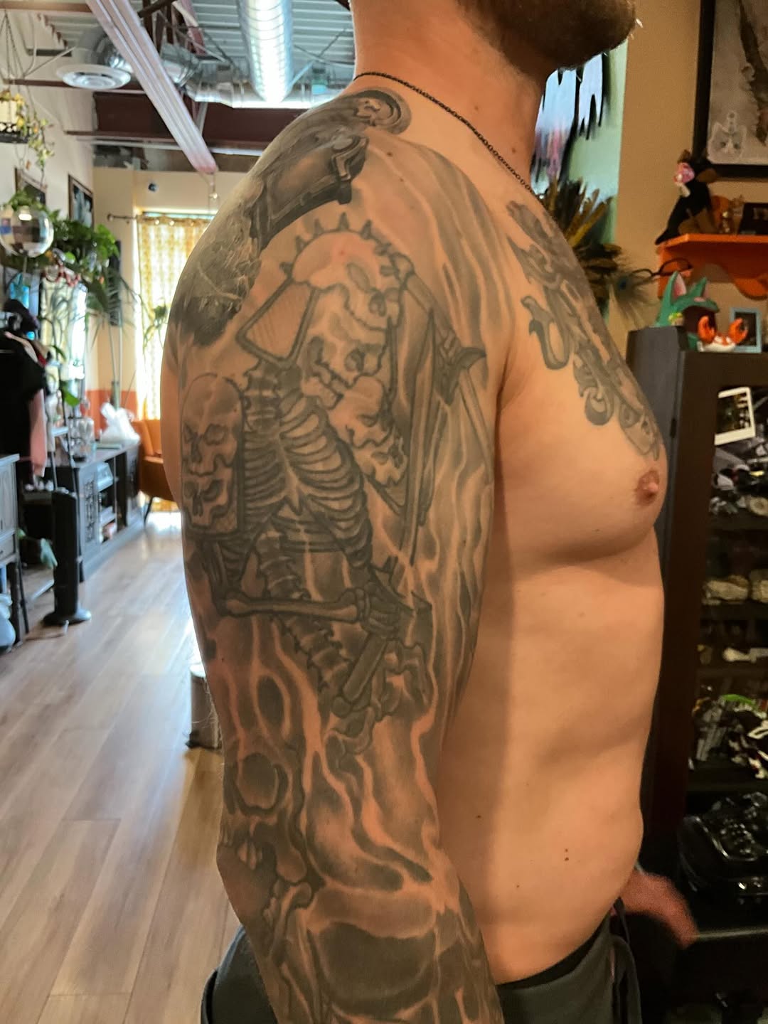 Tattoo by @stacytattooer — black_and_grey, dark_realism