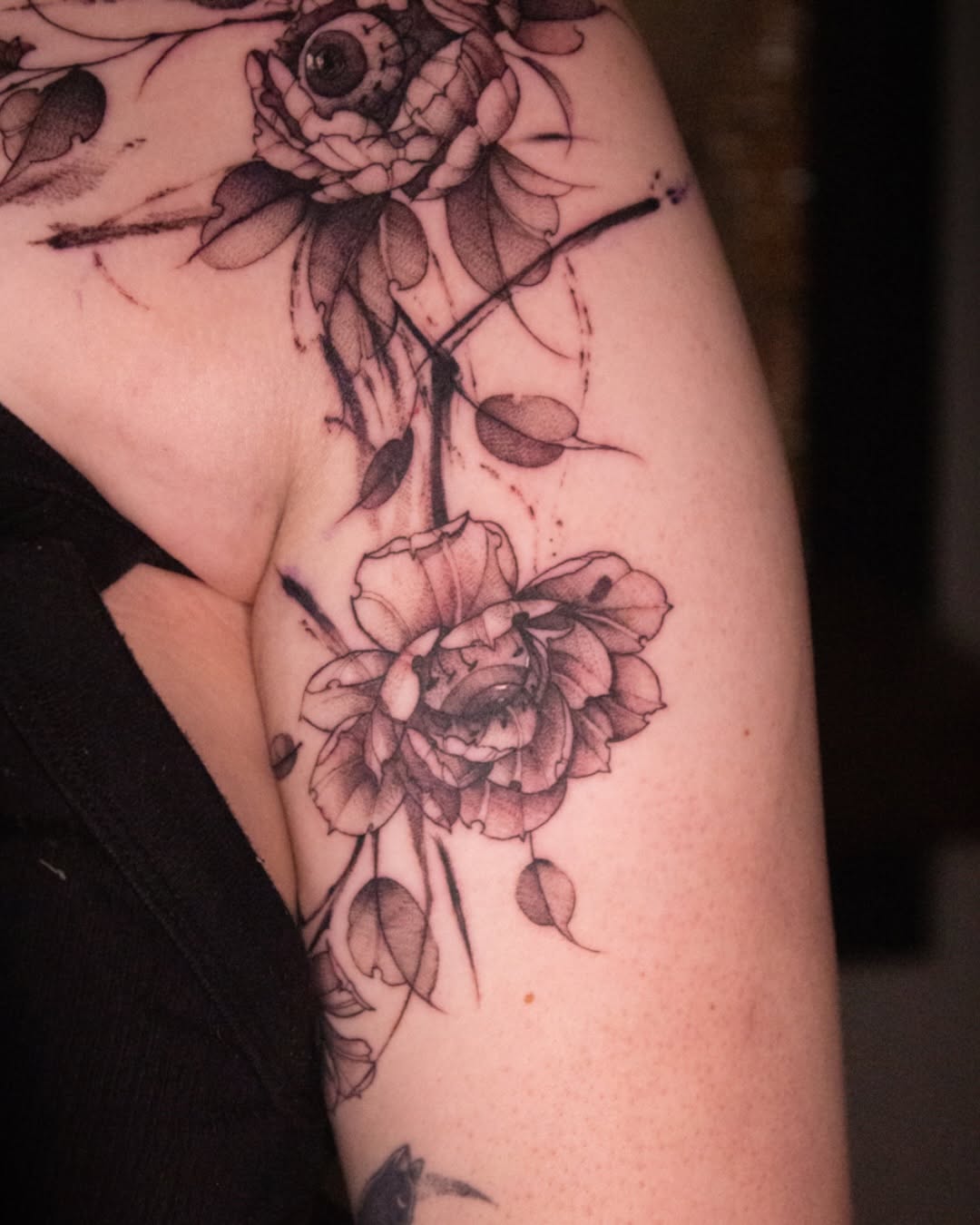 Tattoo by @11j.tatt — black_and_grey, dotwork