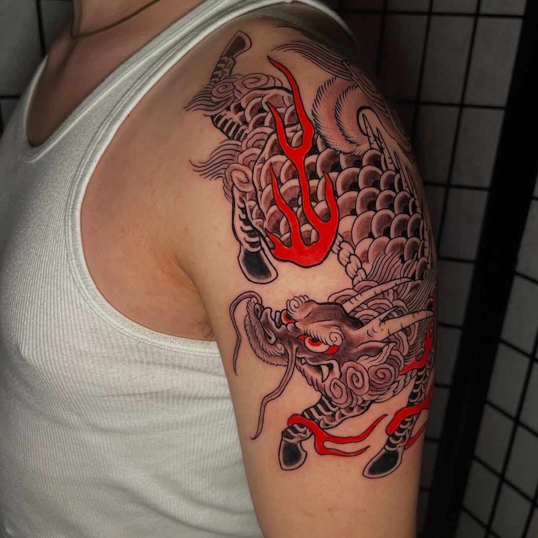 Tattoo by @jakeriveratattoo — japanese_irezumi, black_and_grey