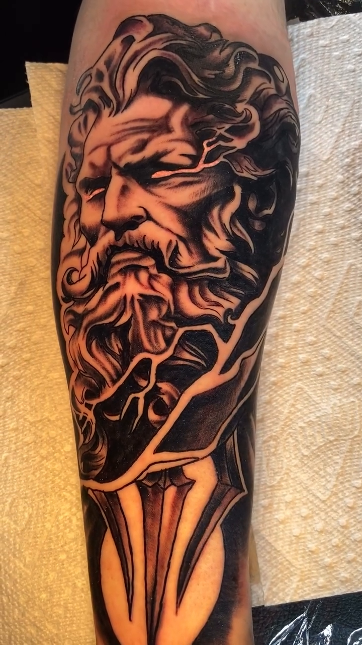 Tattoo by @alakazamtattooart — realism, black_and_grey