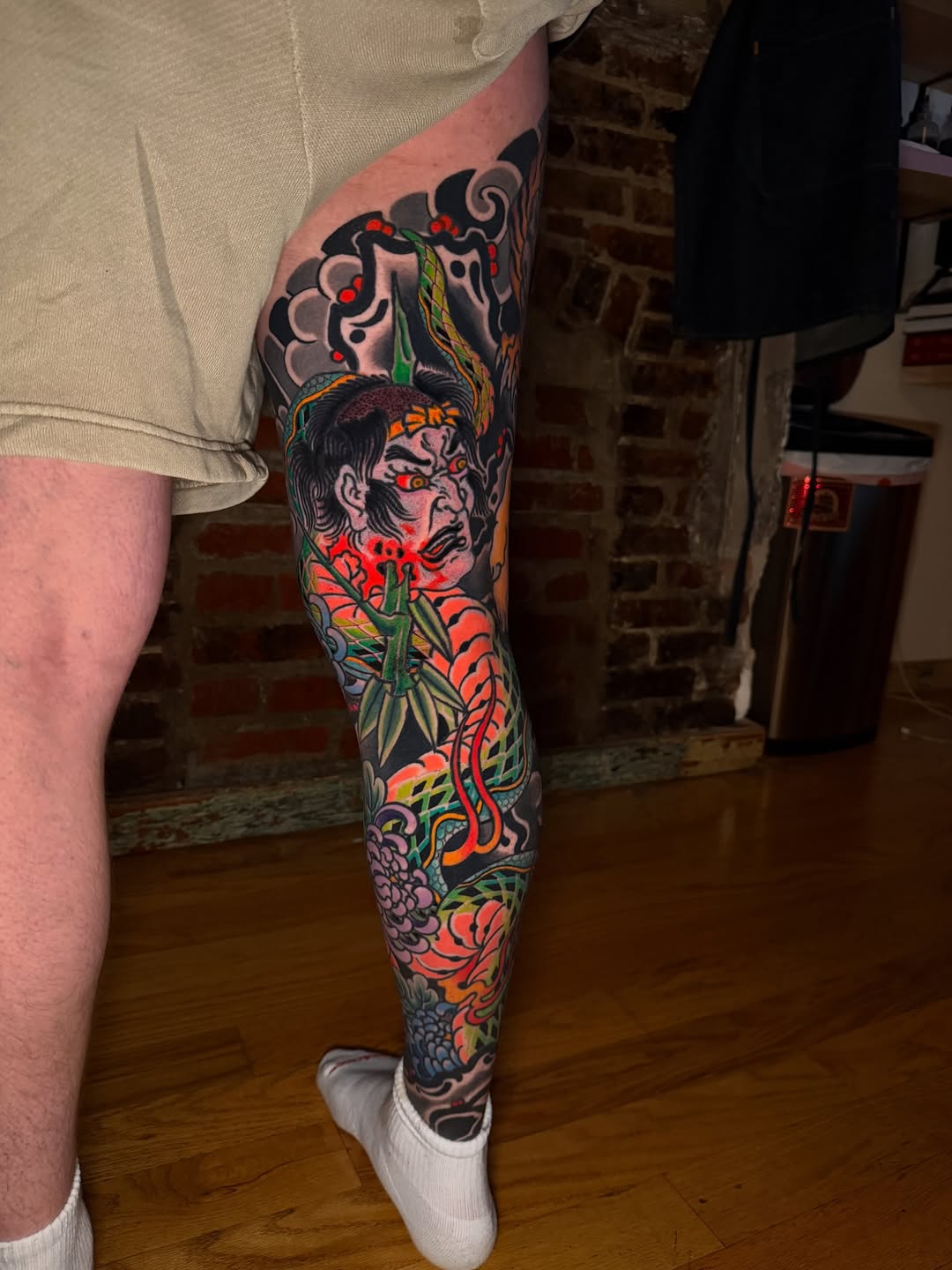 Tattoo by @old_man_rogers — japanese_irezumi, black_and_grey